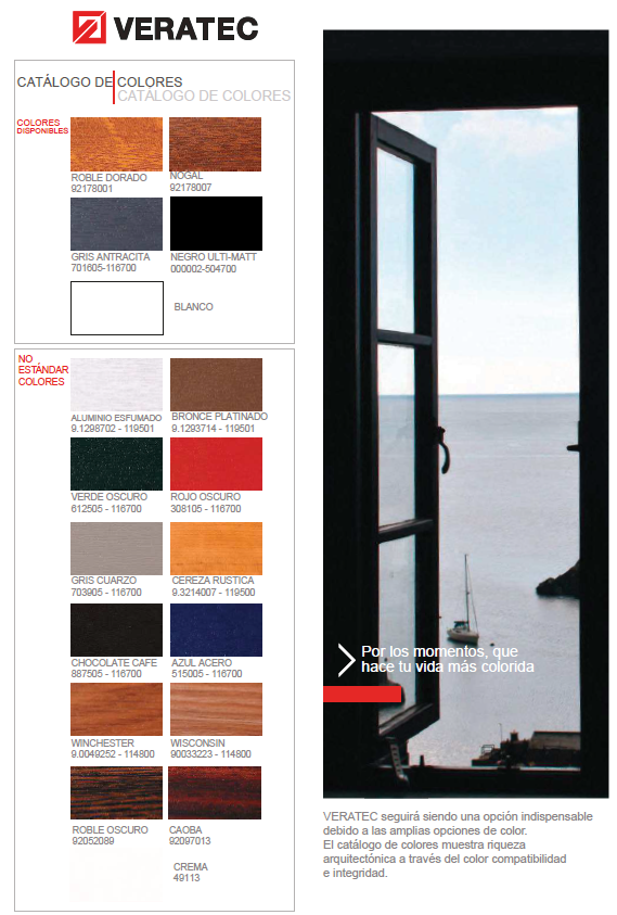 Paleta de colores Veratec Fenstech